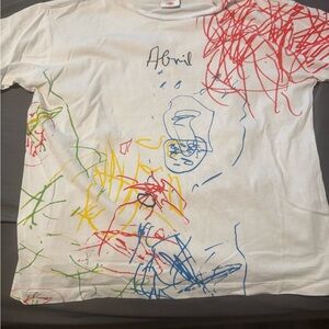 Zara White Tee with Colorful Scribbles